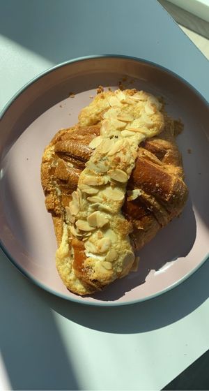 Almond croissant at Matthews Yard in Croydon