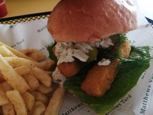 Moving Mountains fishless finger bap at Matthews Yard in Croydon