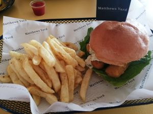 Moving Mountains fishless finger bap at Matthews Yard in Croydon