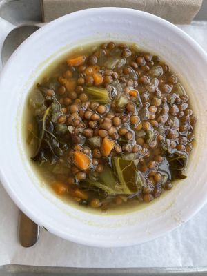 French lentil & kale soup (seasonal)  at Mendocino Farms - Mission Valley in San Diego