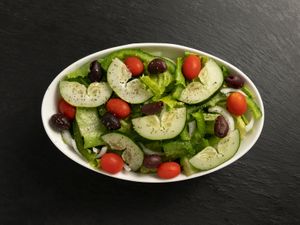 Vegan Greek salad at Sarpino's Pizzeria in Fort Lauderdale