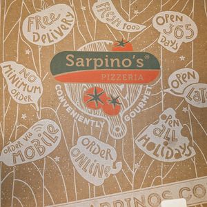 Cute box design. at Sarpino's Pizzeria in Fort Lauderdale