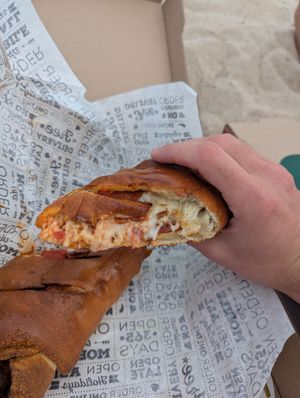 Pepperoni calzone at Sarpino's Pizzeria in Fort Lauderdale