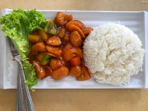 Sweet sour meat rice at Zi Zai Vegetarian 自在齋 - Bishan in Central Singapore