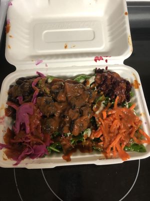 BBQ with rice  at Gangster Vegan Food Truck in Cary