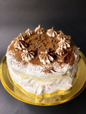 Vegan Tiramisu Pavlova at Eter Vegan Bakery in Warsaw