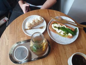 great  and cozy place! great  atmosphere  and very friendly stuff! the ginger fusion was great! from desserts  we took the gluten free coconut dessert, which  was really good but a at Eter Vegan Bakery in Warsaw