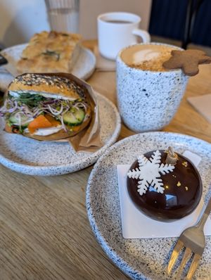 bun and christmas pastry at Eter Vegan Bakery in Warsaw