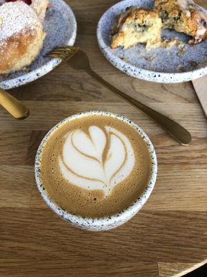 Flat white with plant milk   at Eter Vegan Bakery in Warsaw