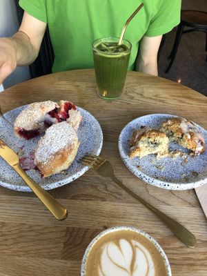 Sharing is caring + matcha  at Eter Vegan Bakery in Warsaw