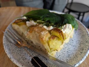 Focaccia slice at Eter Vegan Bakery in Warsaw