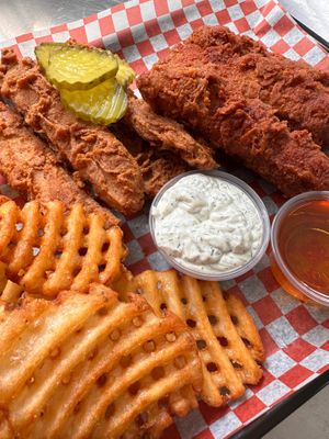 Original and Nashville Hot tendies at Bring Me Some in Hamilton