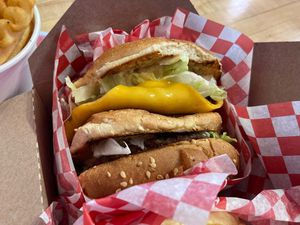 Big Ma... Nevermind • Two Impossible patties, special sauce, lettuce, cheeze, pickles, onions, on a sesame-seed bun.

Iconic.
Tasty.
Better than that other... nevermind. at Bring Me Some in Hamilton