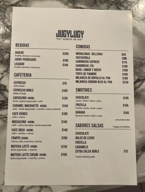 Nuevo menú de la cafetería  at JUCYLUCY in Montevideo