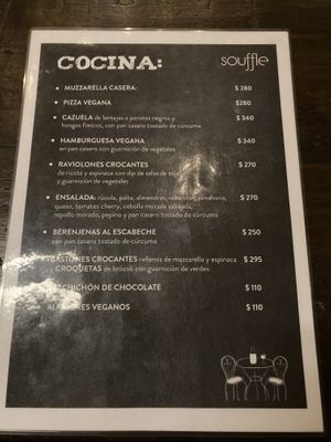 Menú  at Souffle in Montevideo
