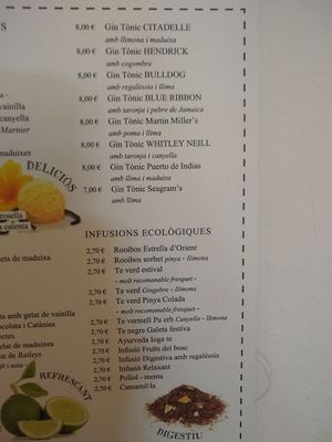 Menu at Can Perico in Santa Perpetua De Mogoda