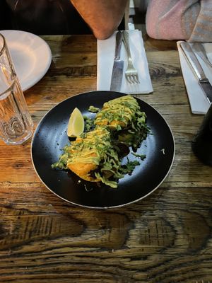 Gorditas Rellenas de Chicharrones de Hongos at Ibarra Brunch Bistro in Montevideo