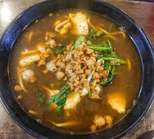 prawn noodles very tasty, got 'sea' taste, super good, highly recommend at Vege Station 素食小栈 - Jl Dedap in Johor Bahru