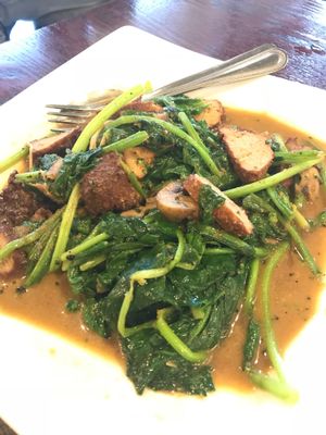 Vegetarian “Meat” & Sautéed Spinach at 4 Stones Vegetarian Cuisine in Richmond