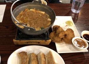 The usual. Hotpot, mushrooms, and dumplings (halfway eaten, of course) at 4 Stones Vegetarian Cuisine in Richmond
