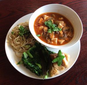 One of the option of the day--Mushroom and Tofu in Sweet Chilli Sauce at 4 Stones Vegetarian Cuisine in Richmond