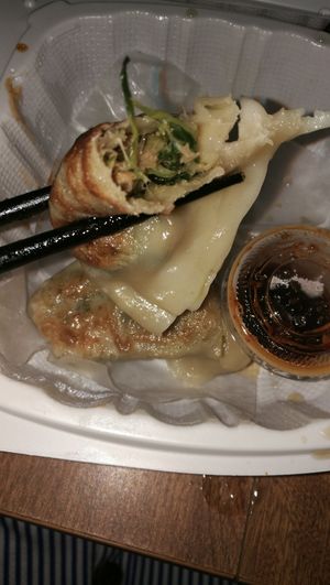 Inside the vegan gyouza at 4 Stones Vegetarian Cuisine in Richmond