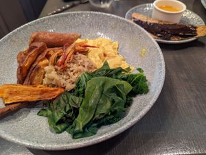 Protein bowl with plant based eggs at Walt Disney World - Ale & Compass in Lake Buena Vista