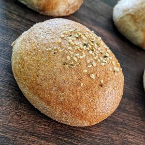 Whole wheat burger bun at Michele's Vegan Kitchen in Lagos