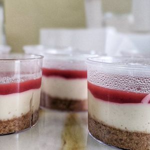 Strawberry cheesecake cups at Michele's Vegan Kitchen in Lagos