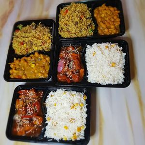 Steamed plain/Stir fried rice with veggies and Tofu stew. at Michele's Vegan Kitchen in Lagos