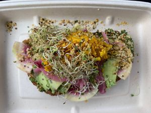Avocado toast made vegan  at Harvest in Halifax
