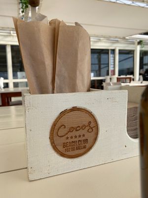 Cutlery and Napkins at Cocos Veggie e Tal in Foz Do Arelho