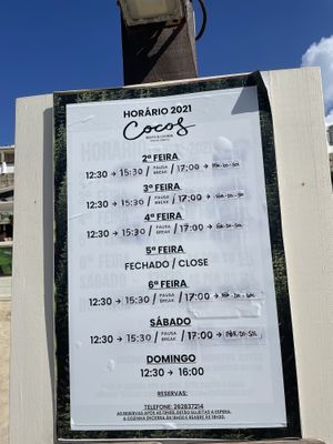 opening hours 25/09/2021 at Cocos Veggie e Tal in Foz Do Arelho