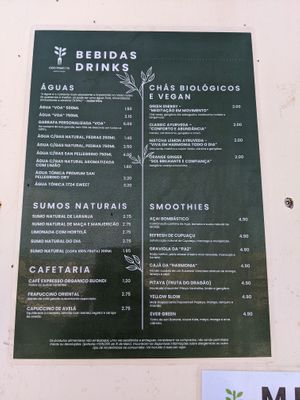 Menu at Cocos Veggie e Tal in Foz Do Arelho
