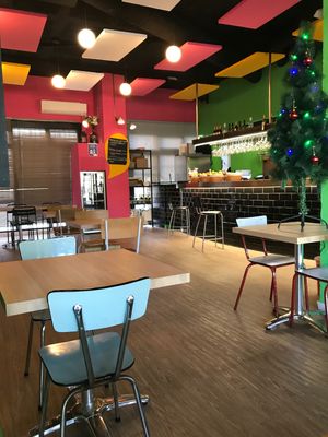 inside seating area at Vegan Food Heaven in Barcelona