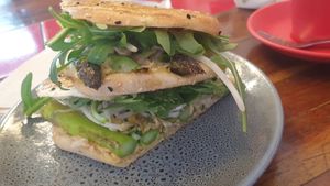 Vegan focaccia at Home Grown on Piper in Kyneton