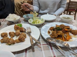 Soy meat foods and rice and soup all you can eat at Takamiya Hanten in Fukuoka