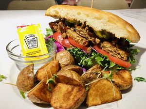 ホーリーカウビーフサンド (Holy cow beef sandwich)  at The Vegetarian Butcher Ikebukuro in Tokyo
