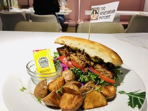 ホーリーカウビーフサンド (Holy cow beef sandwich)  at The Vegetarian Butcher Ikebukuro in Tokyo