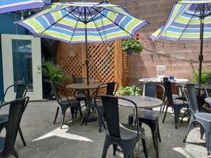 Patio for a sunny Saturday summer afternoon! Great tunes 😎 great food! at Hayday Bakery in Ellensburg