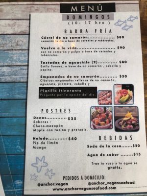 Menu 2 at Anchor Vegan Seafood - Food Truck in Mexico City
