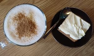Chai Latte oat milk and carrot 🥕 cake at Grönt in Jonkoping