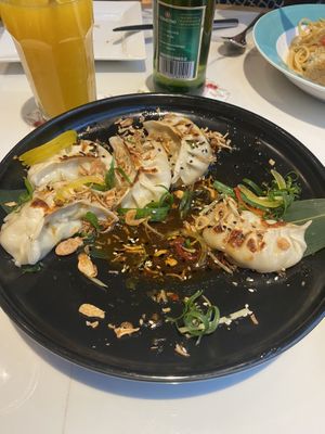 Pan fried veggie dumplings   at Oolaa - Stanley St in Hong Kong Island