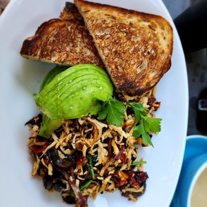 Tofu scramble with side of Avo at Mockingbird Cafe in Kingscliff