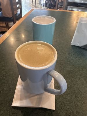 Mud in coconut milk + sweet chai in oat milk  at get REAL cafe in Sturgeon Bay