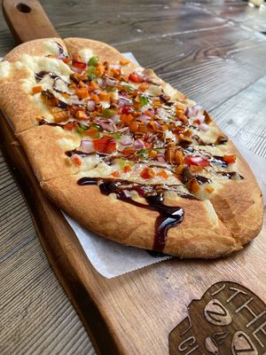 Vegan flatbread pizza  at 27 Club Coffee in Cleveland