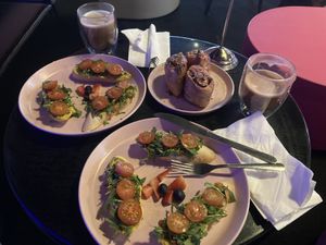 Vegan breakfast toast, cinnamon rolls, and coffee   at 27 Club Coffee in Cleveland