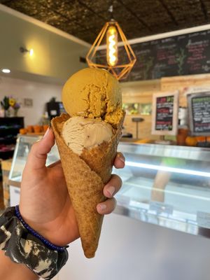 Pumpkin & sun butter 🎃😍 at Moo-Over in Columbia City