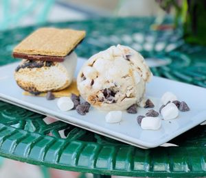 Smore's Ice creme, made with a cashew base. This is all gluten, dairy, egg and peanut free at Moo-Over in Columbia City