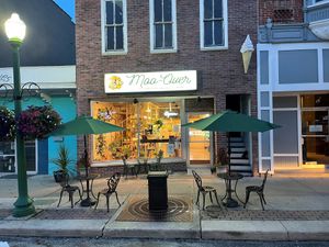 Front of our shoppe, we have a beautiful inside seating along with outside seating when the weather is nice.  at Moo-Over in Columbia City